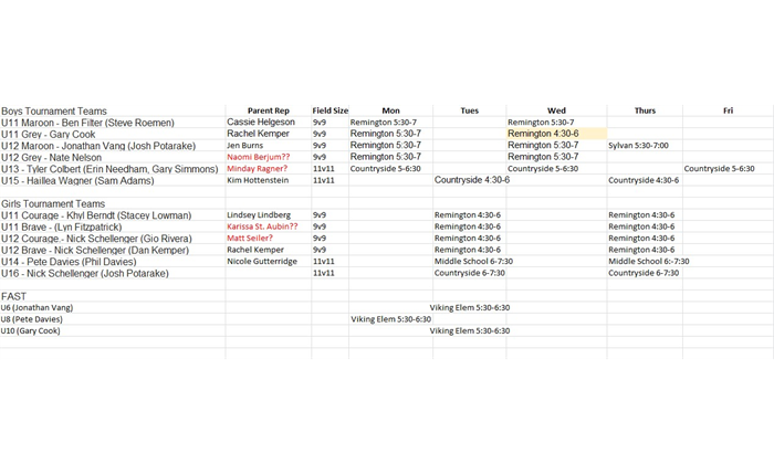 Photo of Practice schedule